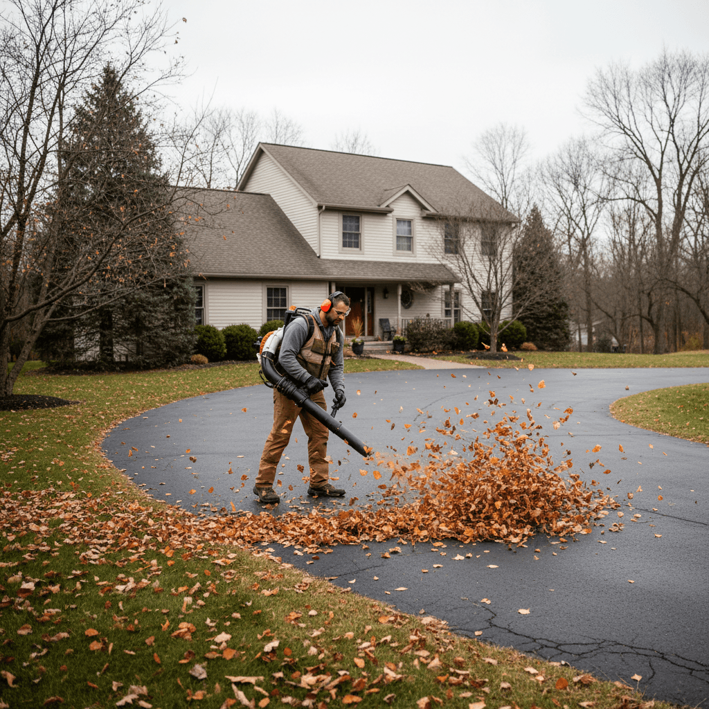 Leaf removal in Gallatin during fall cleanup