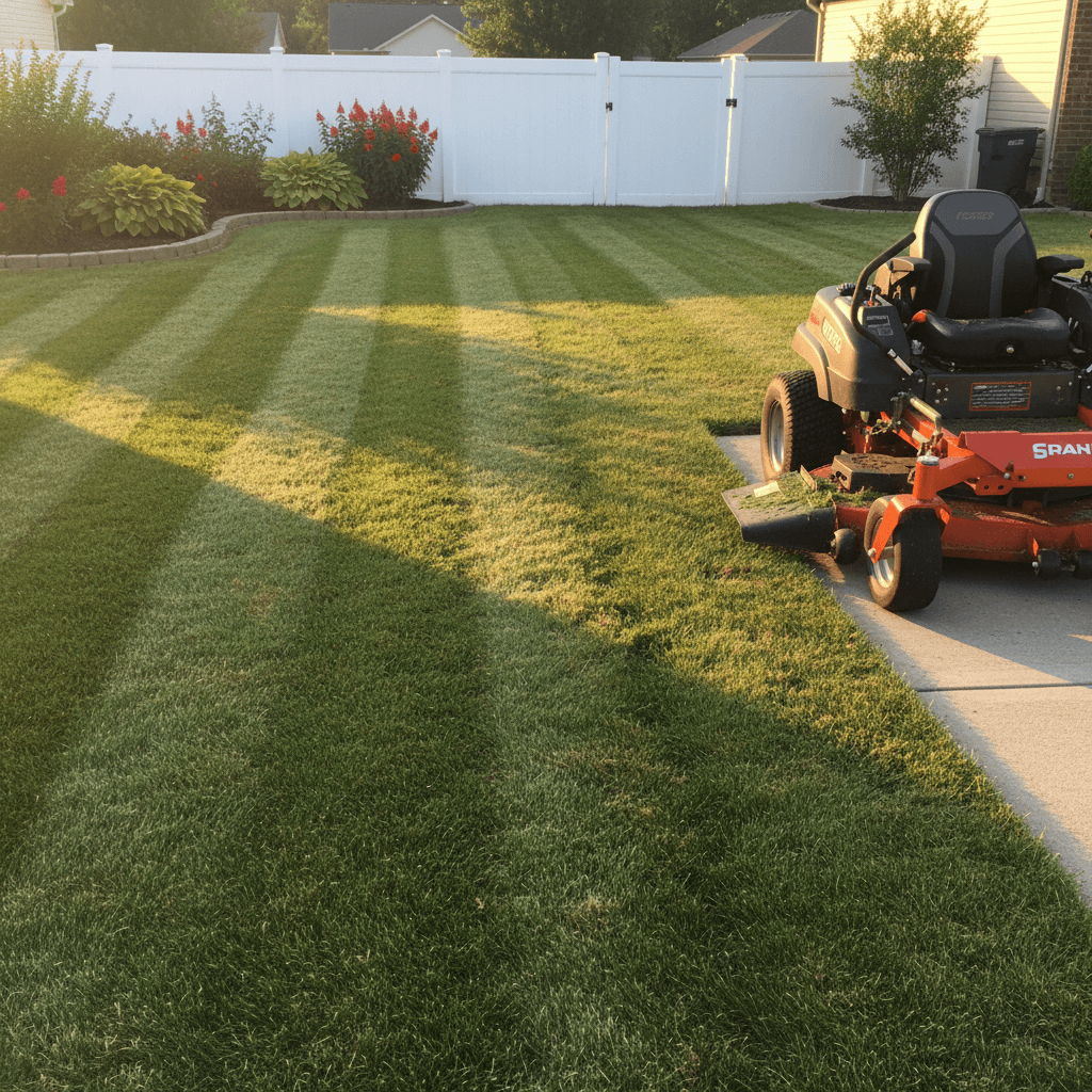 Freshly mowed lawn with crisp stripes in Gallatin