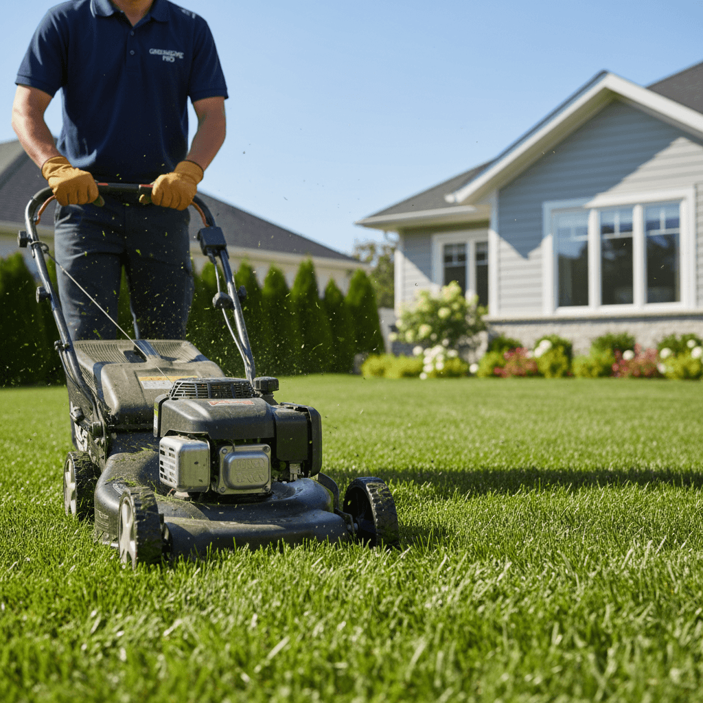 Professional mower cutting a green lawn in Gallatin