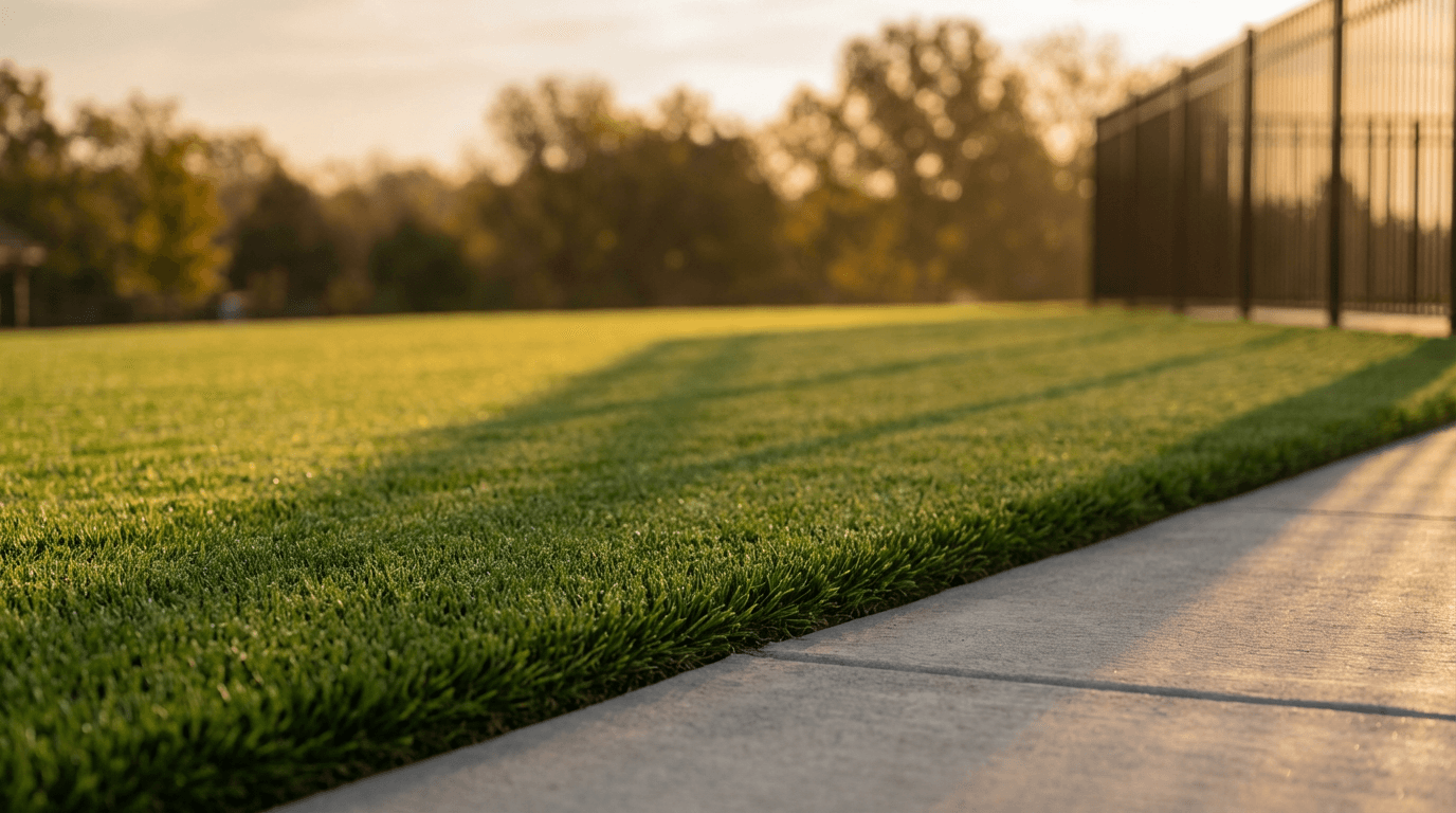 Freshly mowed lawn with clean edging in a residential yard